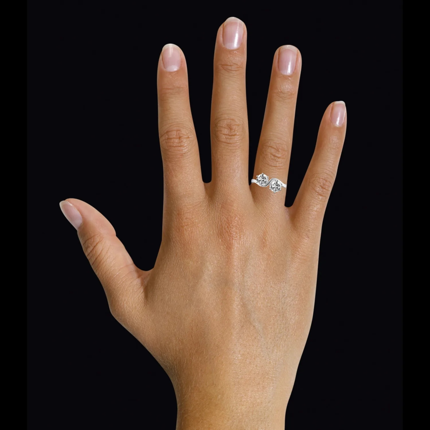 1.50 quilates anillo diamante Toi et Moi en oro blanco 