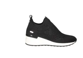Abotinado Nylon Negro Brillantes Piso Blanco
