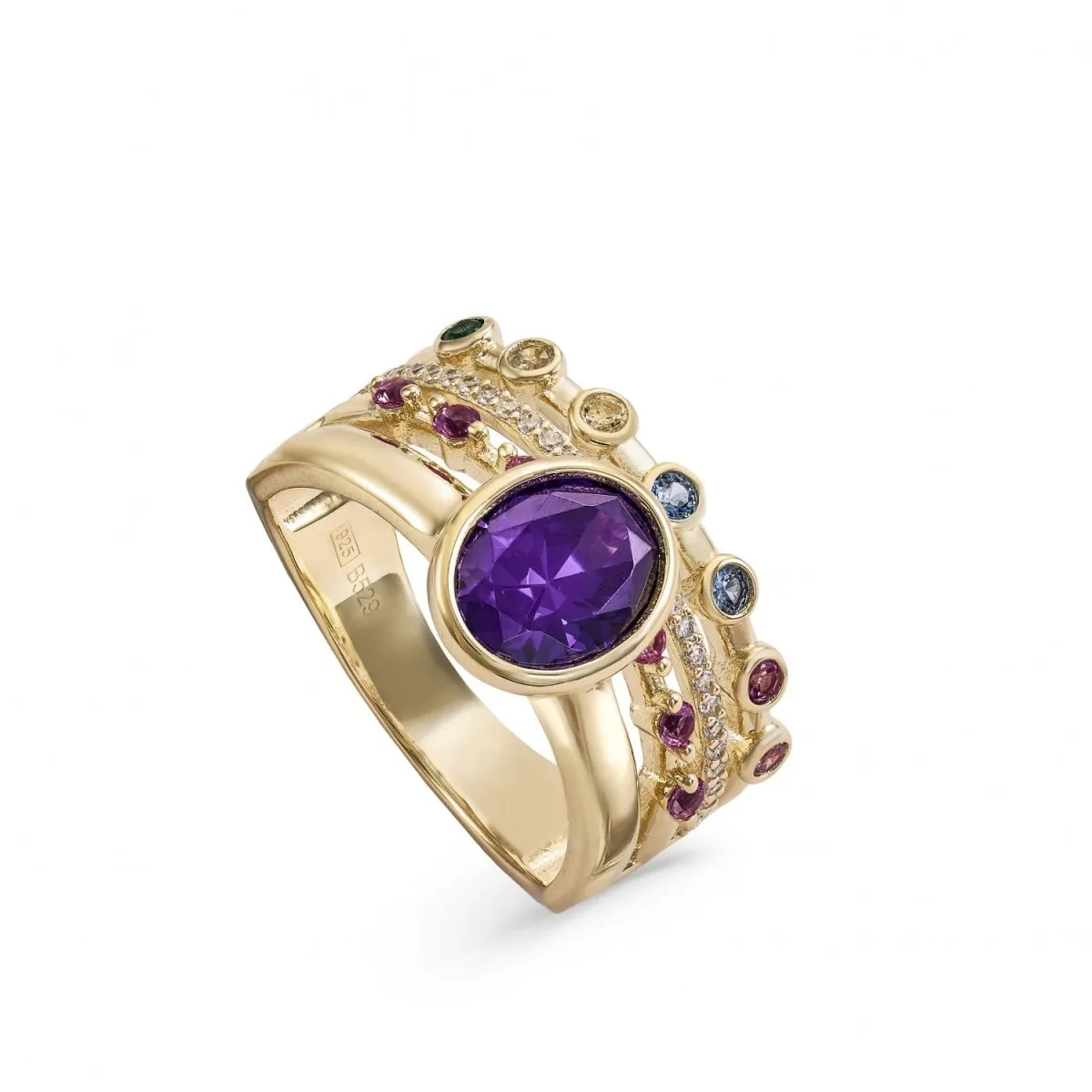 Anillos con piedras motivo central ovalado tono púrpura