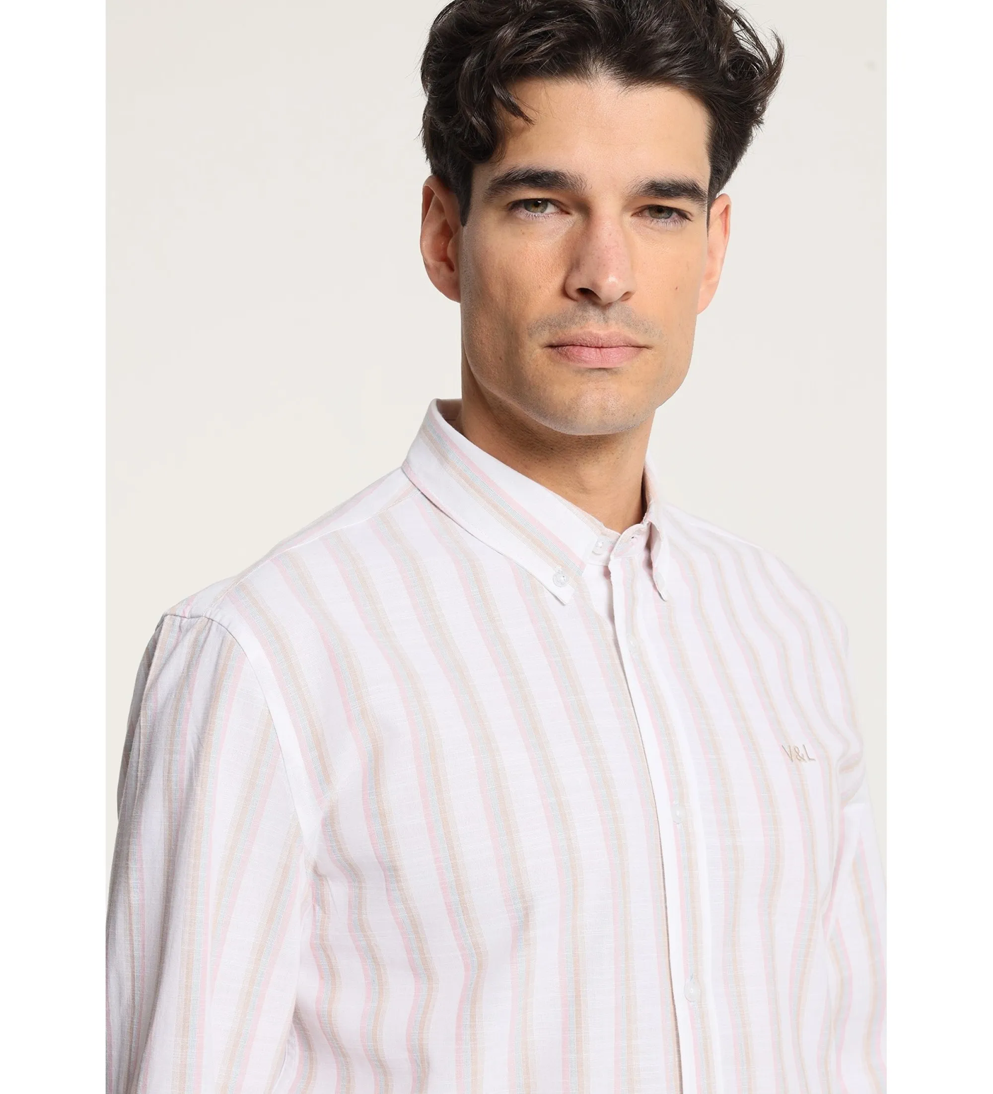 Camisa de manga larga con estampado a rayas