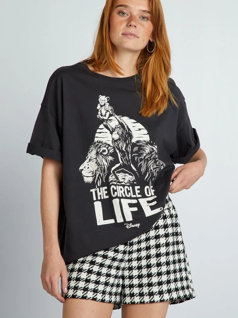 CAMISETA DE ALGODóN ESTAMPADA 'EL REY LEóN'  NEGRO