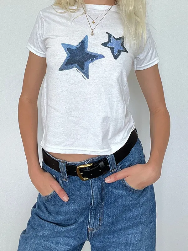 Camiseta de manga corta con estampado de estrellas
