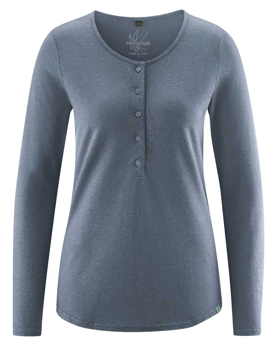 Camiseta manga larga mujer con botones 100% ecológica