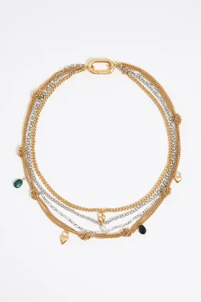 Collar multicadenas corazones y piedras
