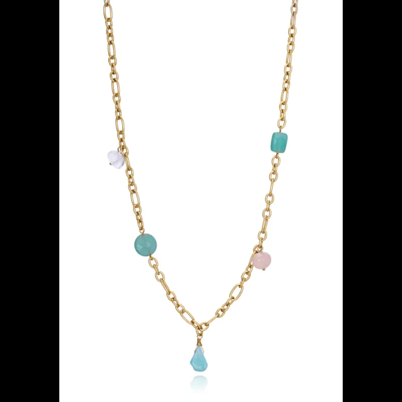 Collar Viceroy acero Ip dorado piedras naturales  colores 1461C09012