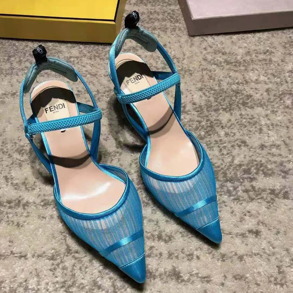 FENDI ZAPATOS DE TACóN COLIBRI DE SATéN Y TUL TURQUESA PARA MUJER CON TACóN DE 80 MMAZUL