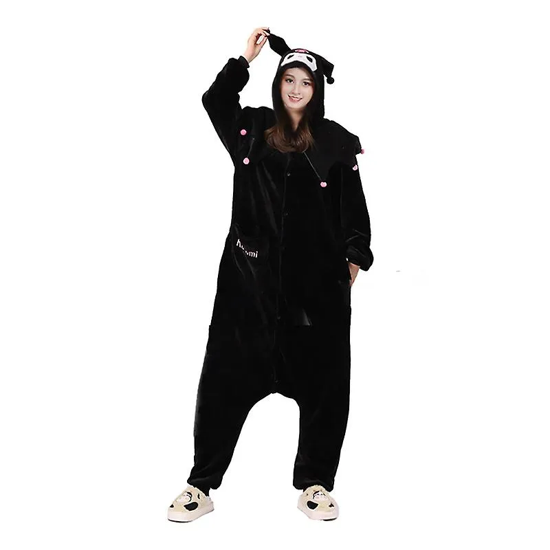 Kuromi cosplay disfraz mujeres pijama pijama de halloween dibujos animados onesies niño kawaii franela ropa para fiestas navideñ
