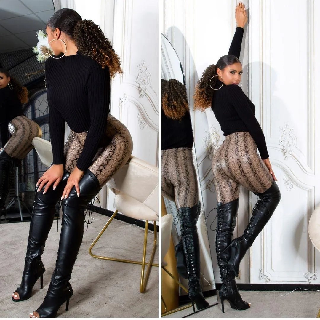 Leggings serpiente marrón