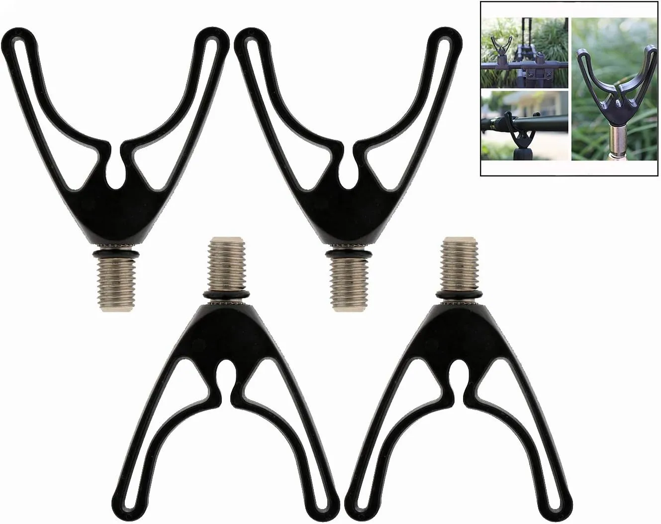 LHKJ 4 Pcs Cabeza de Soporte con Rosca de Tornillo  Soporte para Cañas de Pescar para Todos Los Soportes de Barra