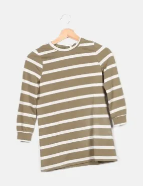 ONLY Camiseta verde estampado rayas blancas