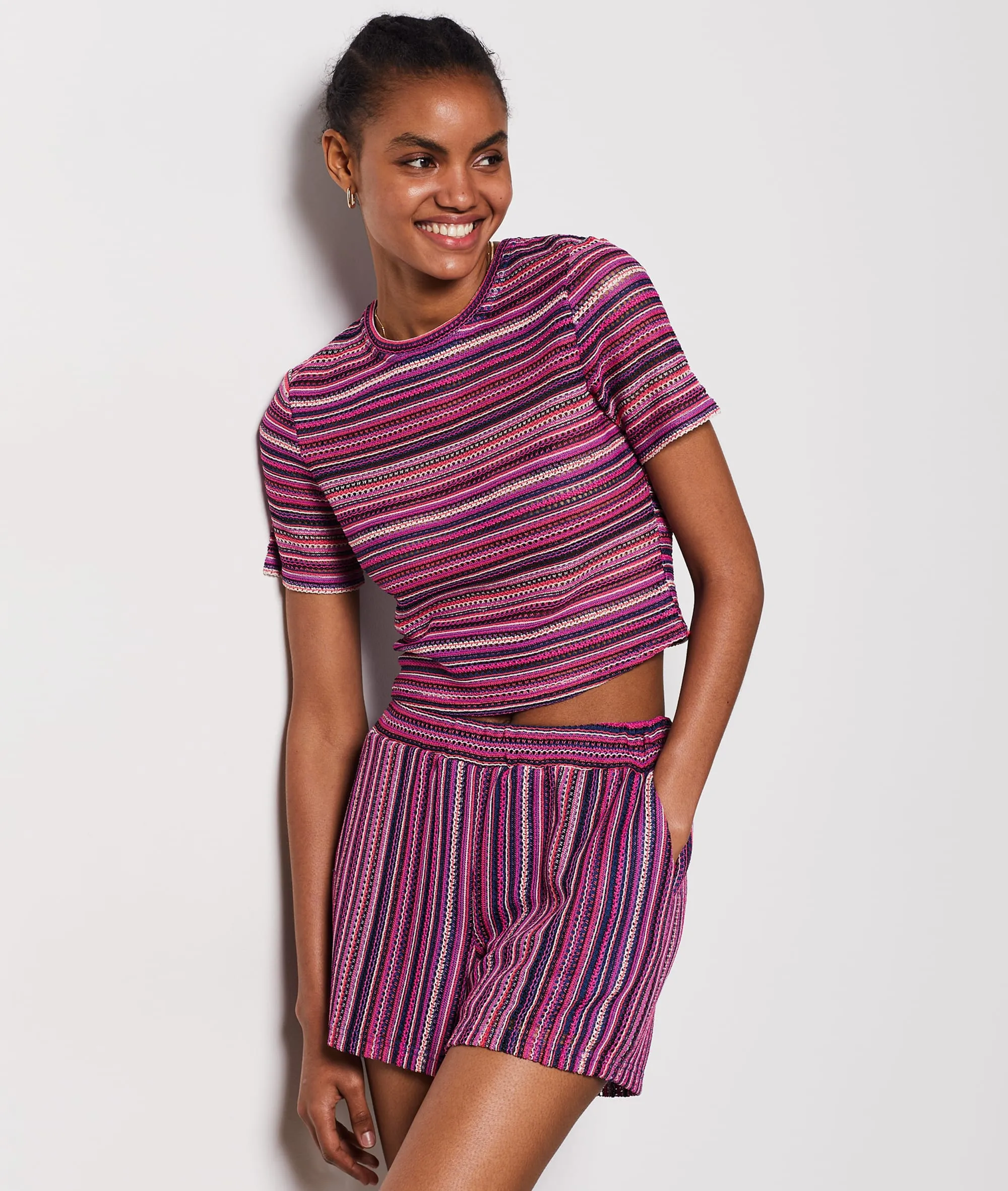 PANTALóN CORTO ESTAMPADO DE RAYAS BRAZIL VIOLET  ETAM