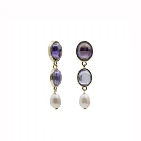 Pendientes de piedras de colores tono amatista y perla