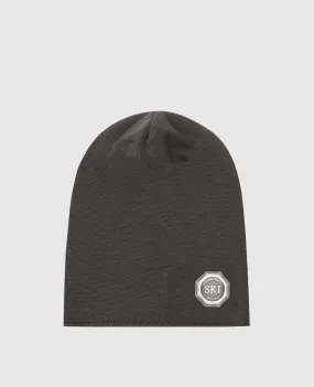 Stefano Ricci Children's dark gray cashmere hat with emblem