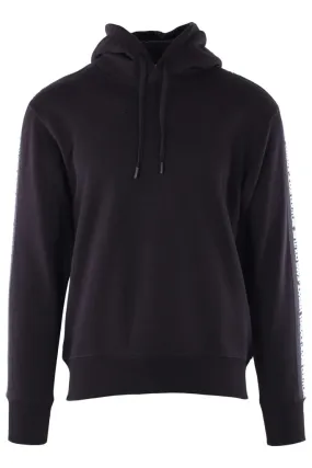 Sudadera con capucha negra y logo en cinta en mangas
