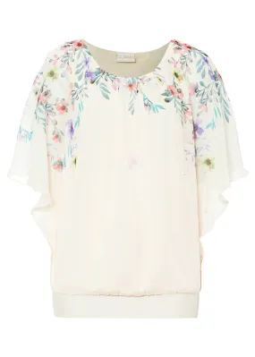 Túnica con estampado Beige natural de flores