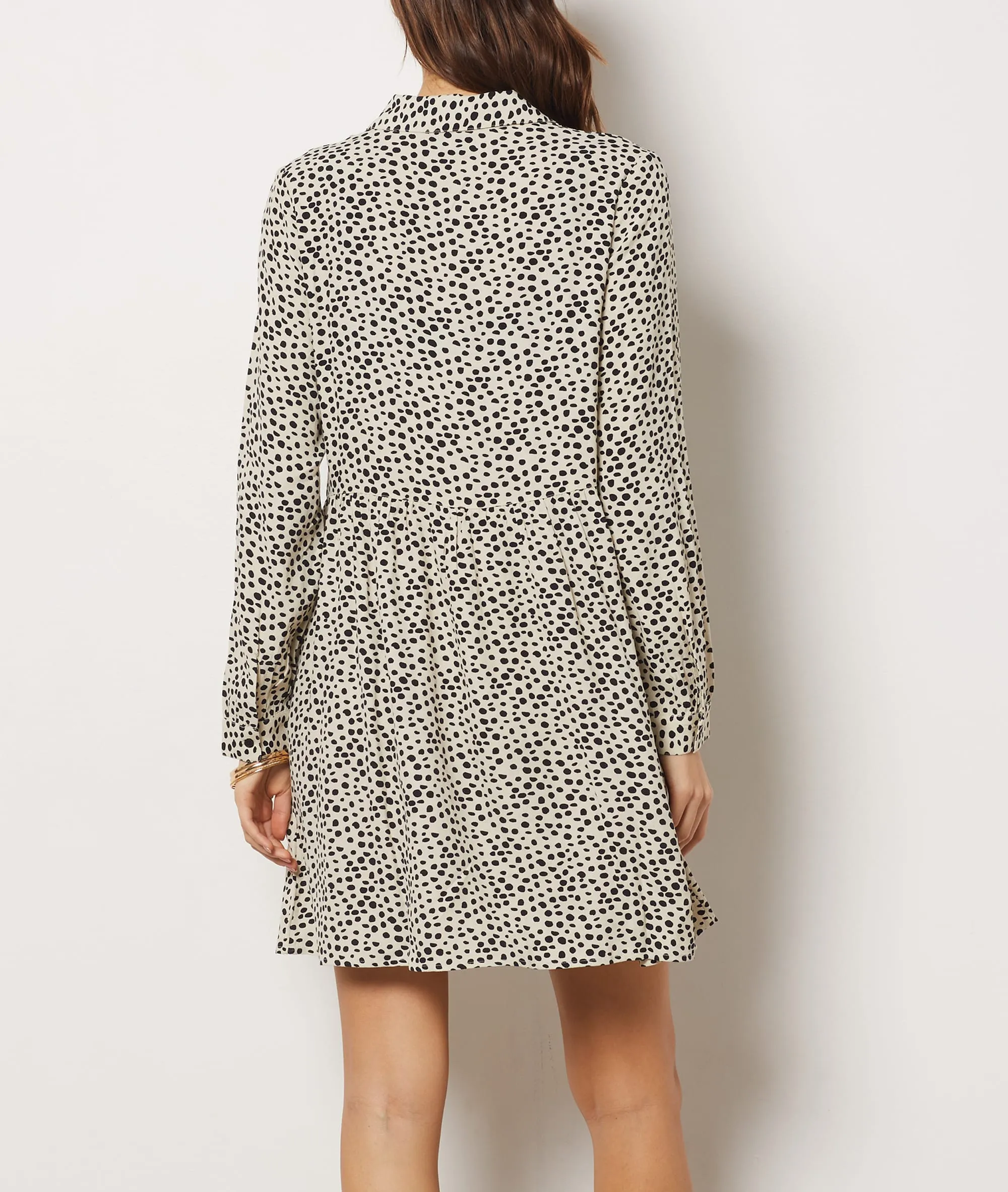 VESTIDO CAMISERO, ESTAMPADO DE LUNARES REGLISSI IMP FD ECRU  ETAM