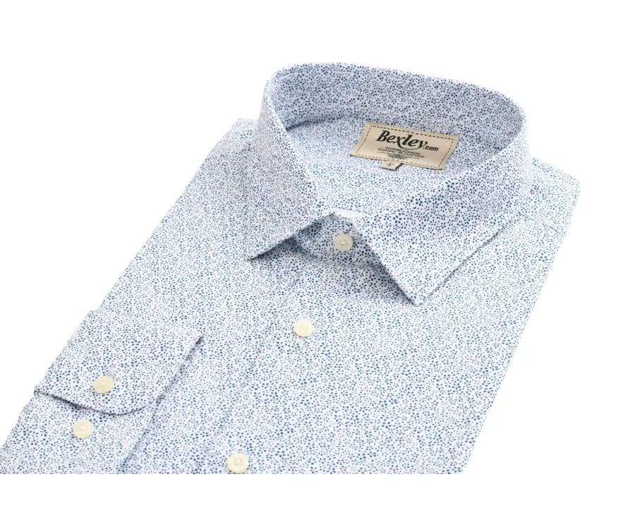 WHITE SHIRT WITH BLUE PATTERNS  STRAIGHT COLLAR  MARIUS