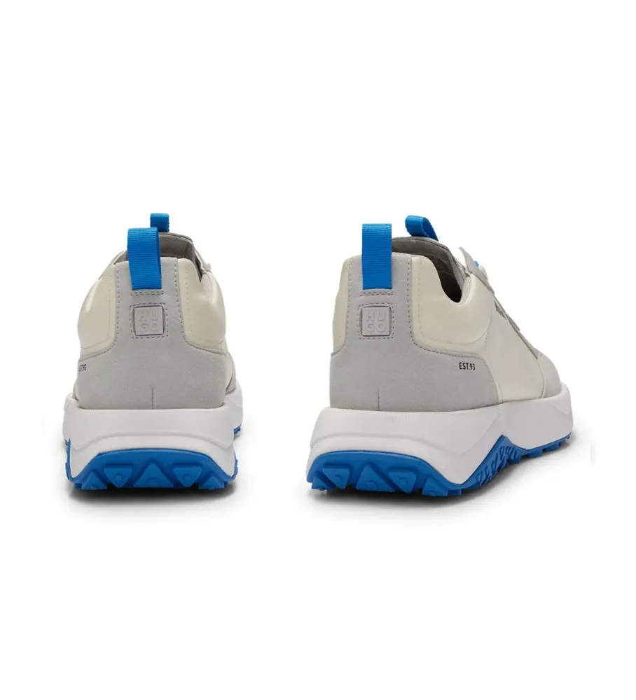 Zapatillas en mezcla de materiales beige, azul