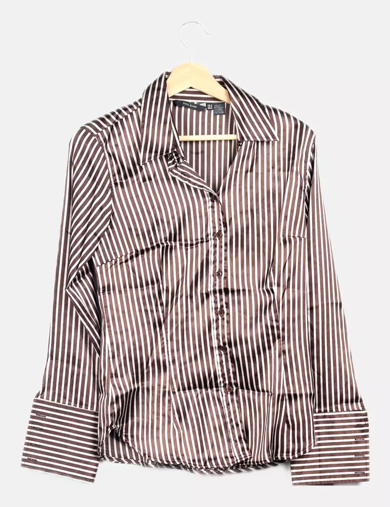 Zara Camisa bicolor estampado rayas